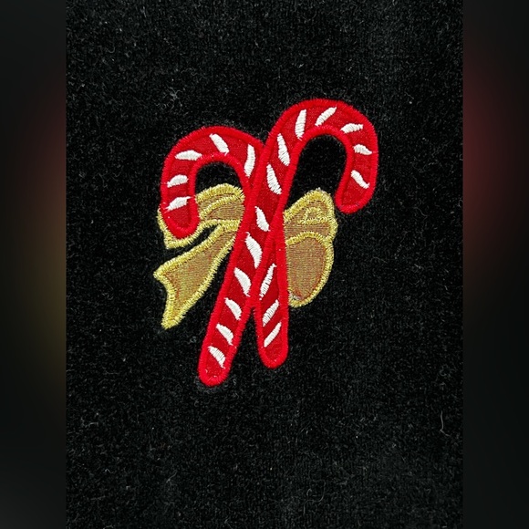 KAREN SCOTT Christmas Velour‎ Black Top w/Candy Canes Large D5 - Picture 3 of 10